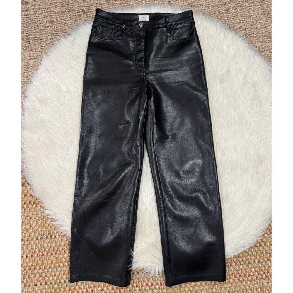 Aritzia Wilfred Melina Cropped Pant Black Vegan Faux Leather SMALL $148